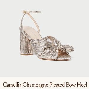Loeffler Randall Camellia Platinum Pleated Bow Heels